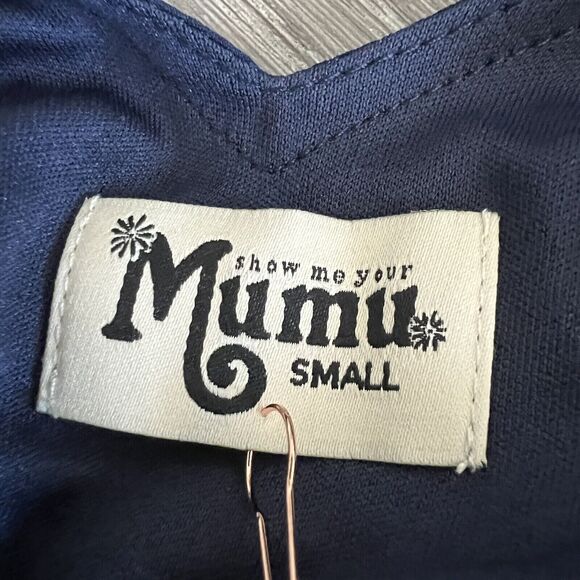 Show Me Your Mumu Kendall Maxi Dress Small Rich Navy Crisp NWT - Picture 3 of 11